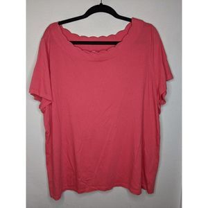 Talbots Plus Size Pink Scallop Collar Top 2X